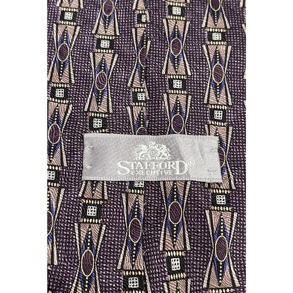 Stafford Executive, Purple, 100% Imported Silk, Men’s Neck Tie, Made In Usa - Picture 8 of 9